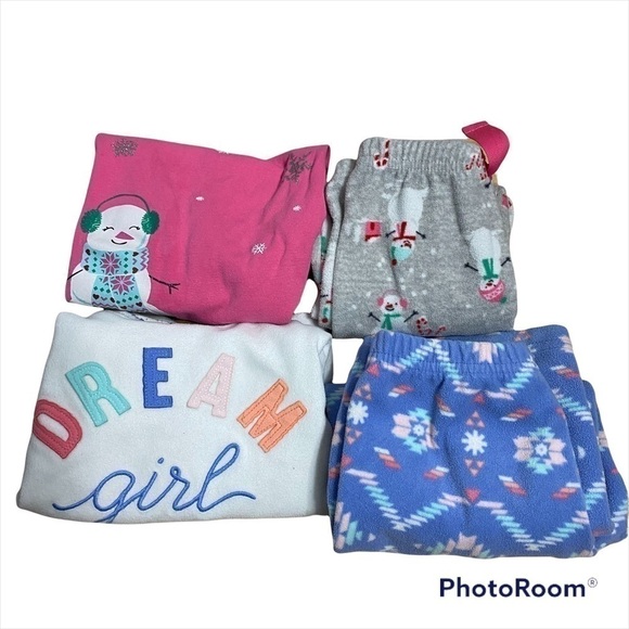 3T Fleece Pajama Set Bundle Carter’s Snow Man Dream Girl - Picture 1 of 6